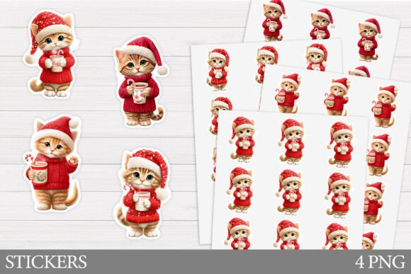Christmas Cat Sticker: Festive Illustrations