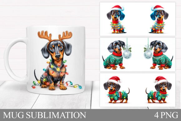 Christmas Dachshund Mug: Festive Illustrations