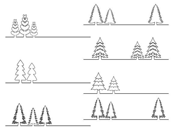 Christmas Fir Tree Line Art Illustrations for Branding