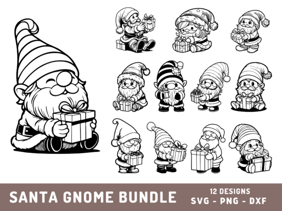 Christmas Gnome Svg Bundle: Festive Illustrations