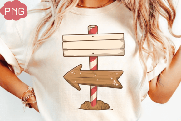 Christmas North Pole Wooden Sign Board Illustrations