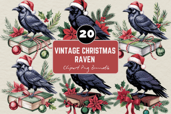 Christmas Raven Clipart: Premium Illustrations for Sellers