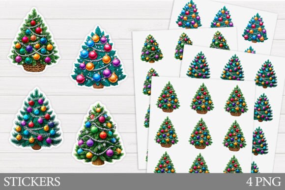 Christmas Tree Sticker Design & Illustrations