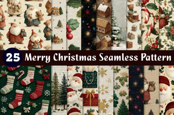 Classic Merry Christmas Pattern: Editorial Illustrations