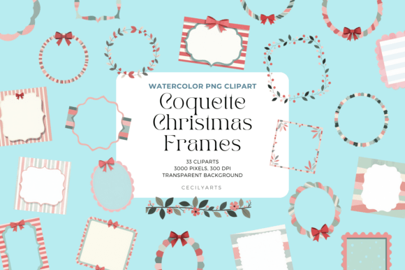 Coquette Christmas Frames: Festive Illustrations