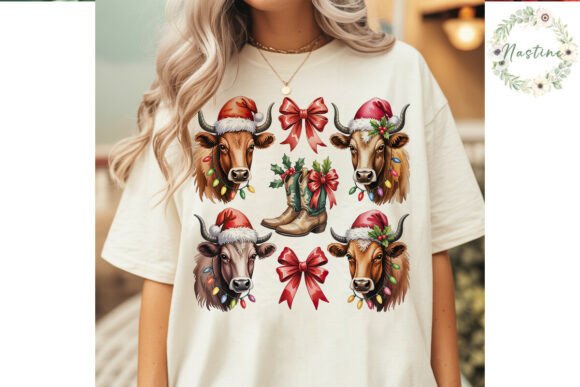 Country Christmas Longhorn PNG Clipart for Illustrations