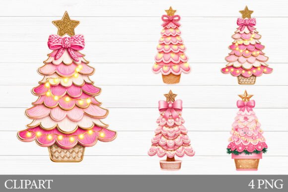 Crochet Christmas Tree Clipart: Editorial Illustrations