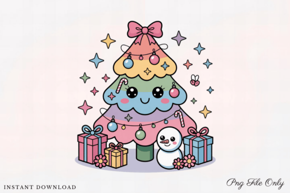 Cute Cartoon Christmas Tree Clipart PNG: Branding Illustrations