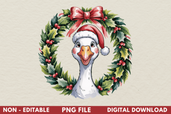 Festive Silly Goose Christmas Clipart Illustrations