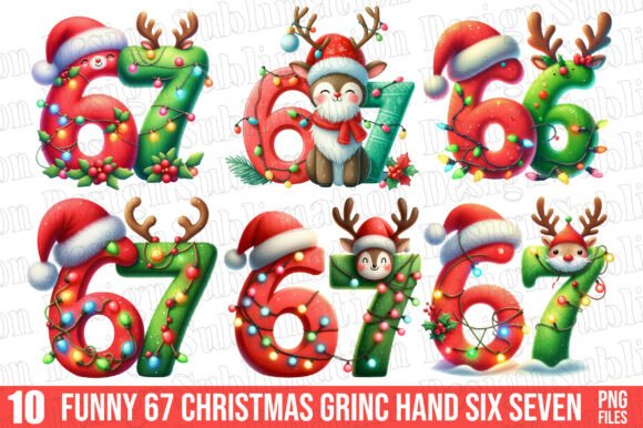 Funny 67 Christmas Grinc Hand Six Seven Illustrations
