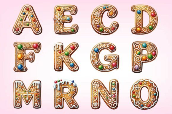 Gingerbread Christmas Alphabet Bundles: Illustrations for Crafters