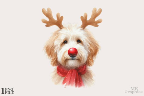 Golden Doodle Christmas Clipart PNG for Illustrations