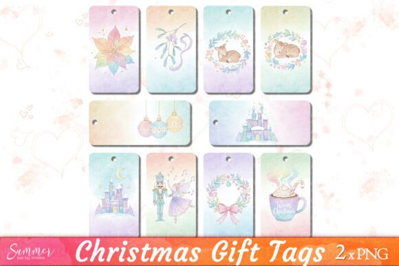 Pastel Christmas Gift Tags: Soft Illustrations