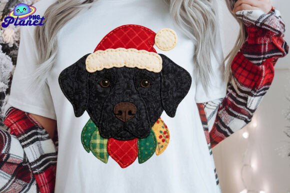Patchwork Black Labrador Christmas Illustrations