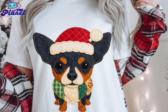 Patchwork Chihuahua Christmas PNG: Festive Illustrations
