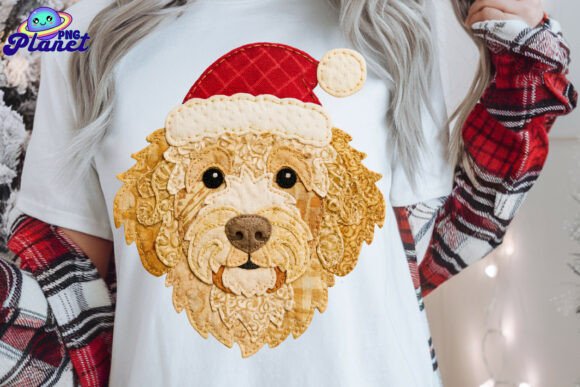 Patchwork Golden Doodle Christmas PNG: Festive Illustrations