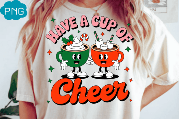 Retro Christmas Cup of Cheer PNG for Illustrations