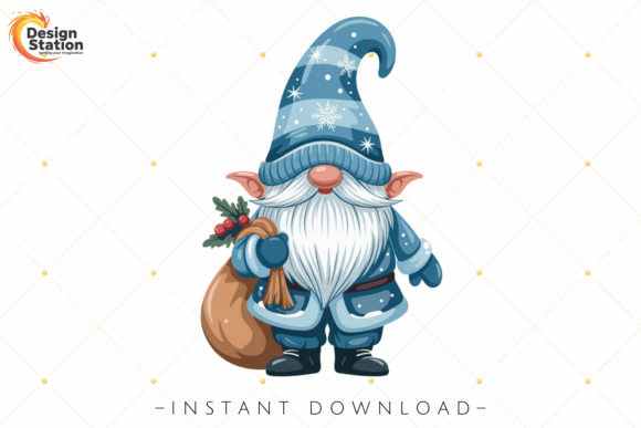 Reviewing Blue Winter Christmas Gnome PNG for Illustrations