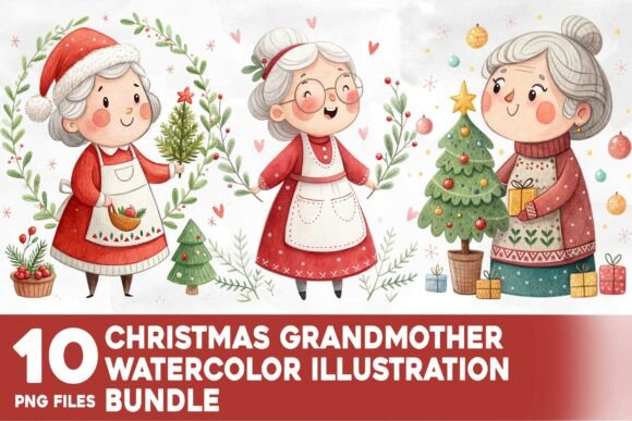 Reviewing Christmas Grandmother Watercolor Illustrations