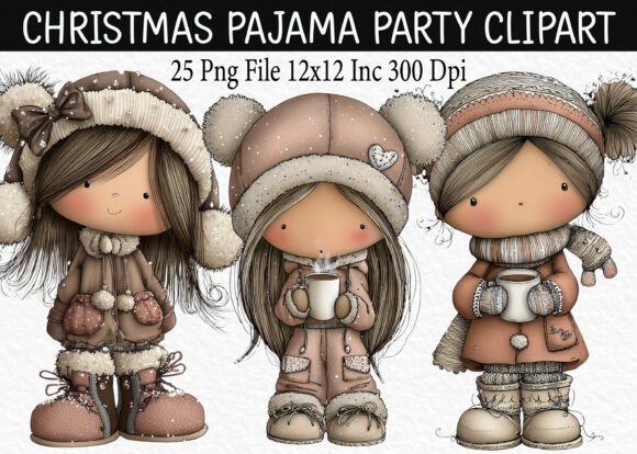 Reviewing Christmas Pajama Party Clipart Illustrations