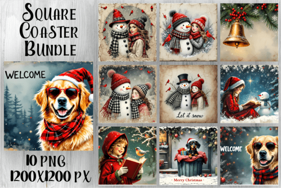 Reviewing Christmas Retro Square Coaster Designs