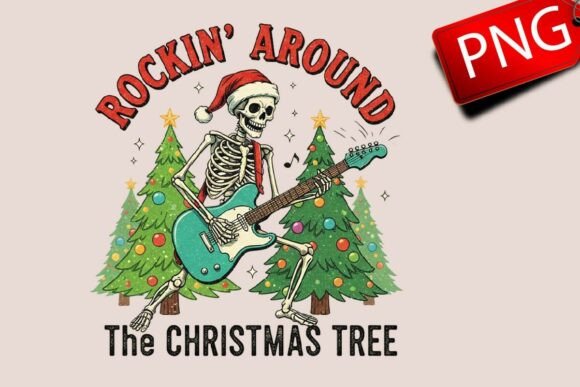 Skeleton Rockin Christmas Sublimation Illustrations Review