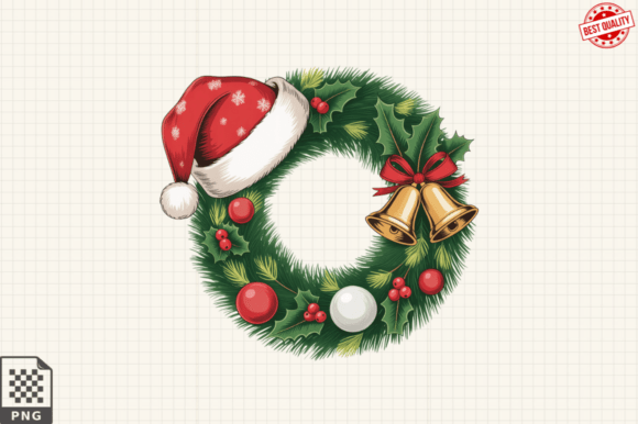 Watercolor Christmas Wreaths Clipart PNG for Illustrations
